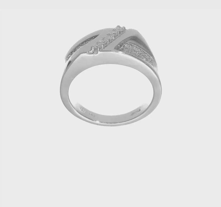 Sterling Silver 4 mm 6.66 g Diamond Men's Ring, view 7 of 7