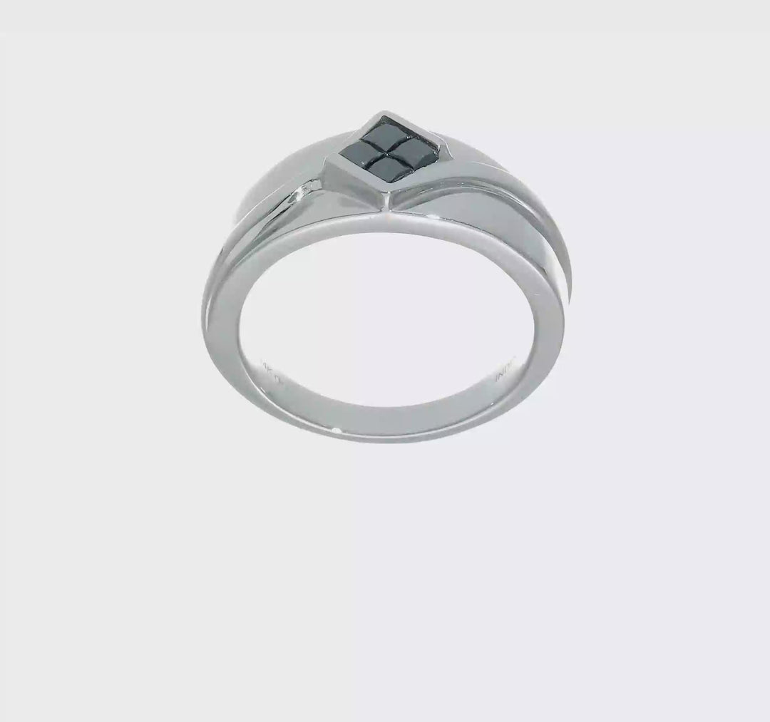 14k White Gold IB Goodman Black Diamond Square Cluster Men's Ring, view 7 of 7