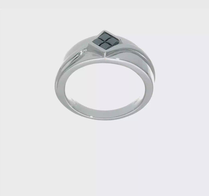 14k White Gold IB Goodman Black Diamond Square Cluster Men's Ring, view 7 of 7