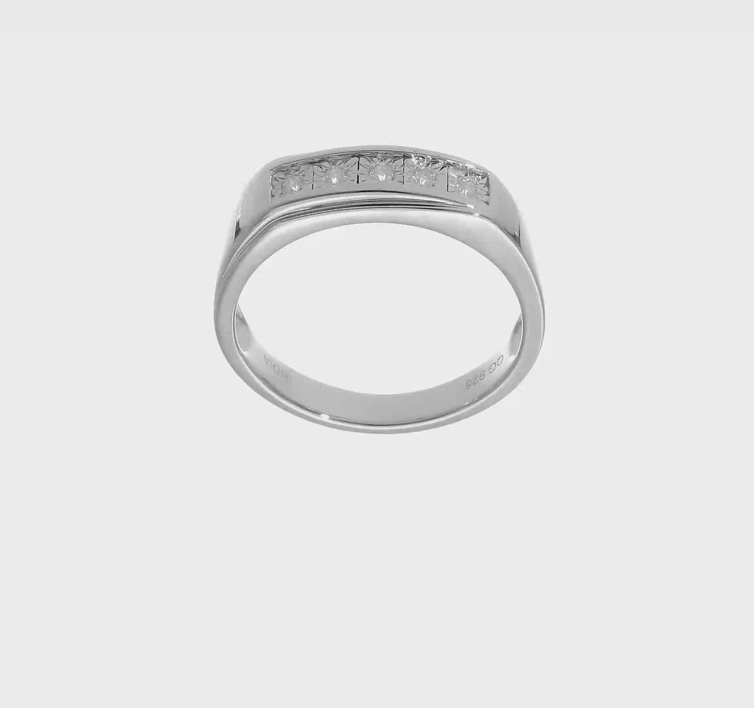 Sterling Silver 4 mm 3.88 g Polished Diamond Men's Ring, view 7 of 7