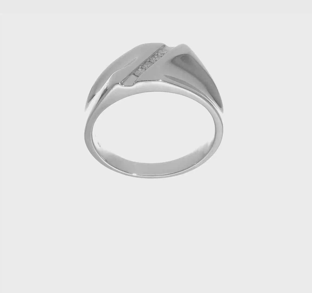 Sterling Silver 3 mm 7.16 g Diamond Men's Ring, view 7 of 7