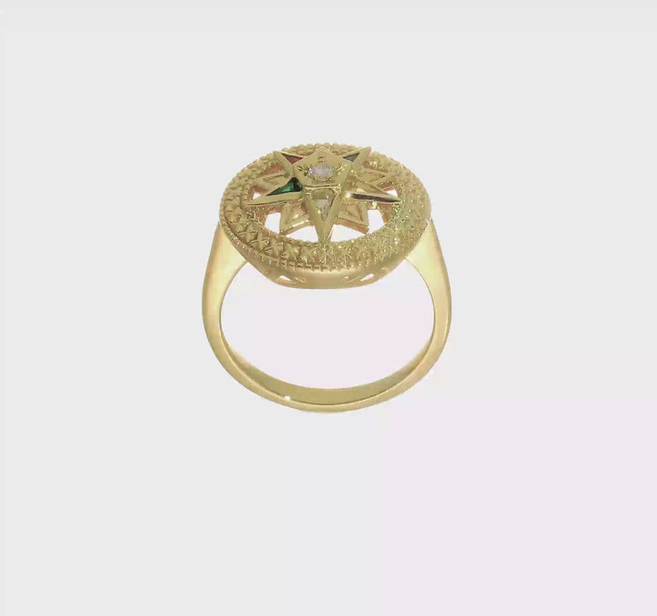 14k Yellow Gold 4.56 g with Multi-Color CZ and Eastern Star Ring, view 8 of 8