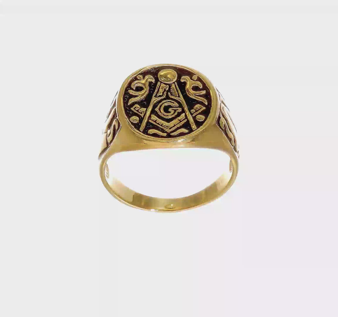14k Yellow Gold 3.15 mm IB Goodman (No Enamel) Masonic Men's Ring, view 7 of 7