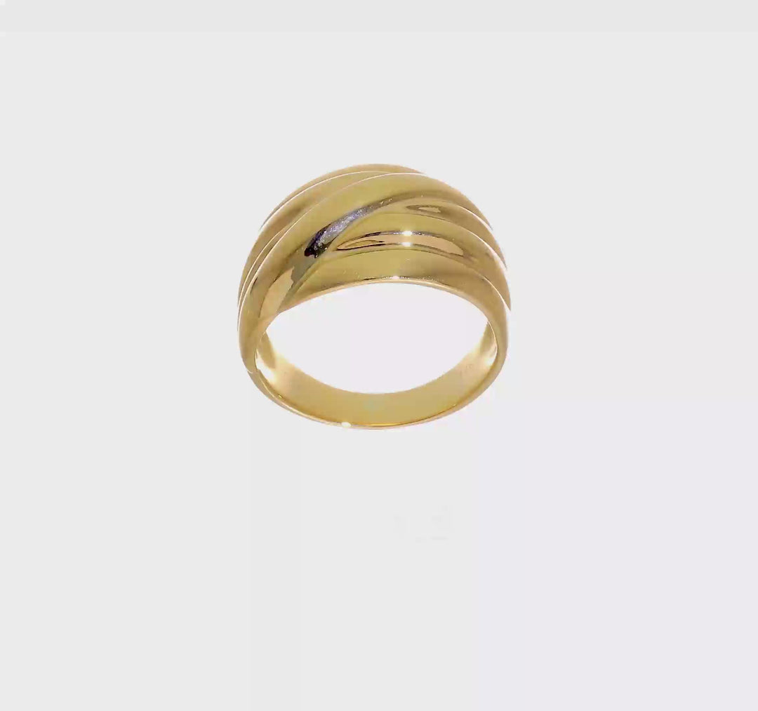 14k Yellow Gold Polished Scalloped Dome Ring, view 7 of 7