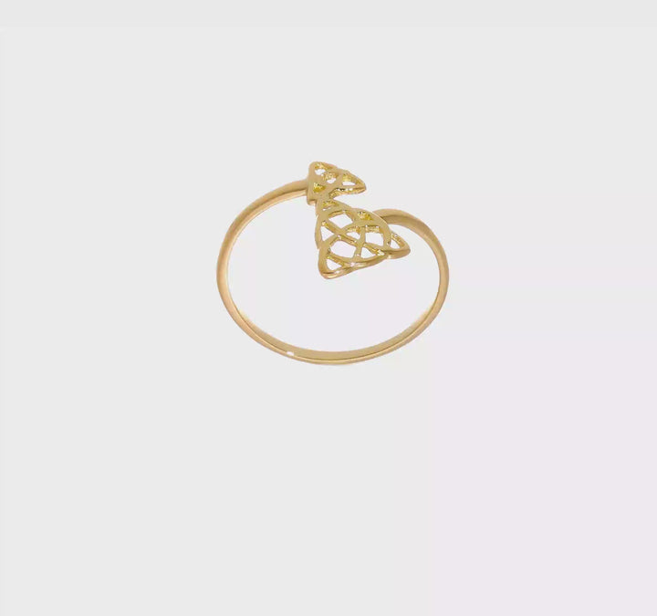 14k Yellow Gold Polished Celtic Knot Bypass Ring, view 7 of 7