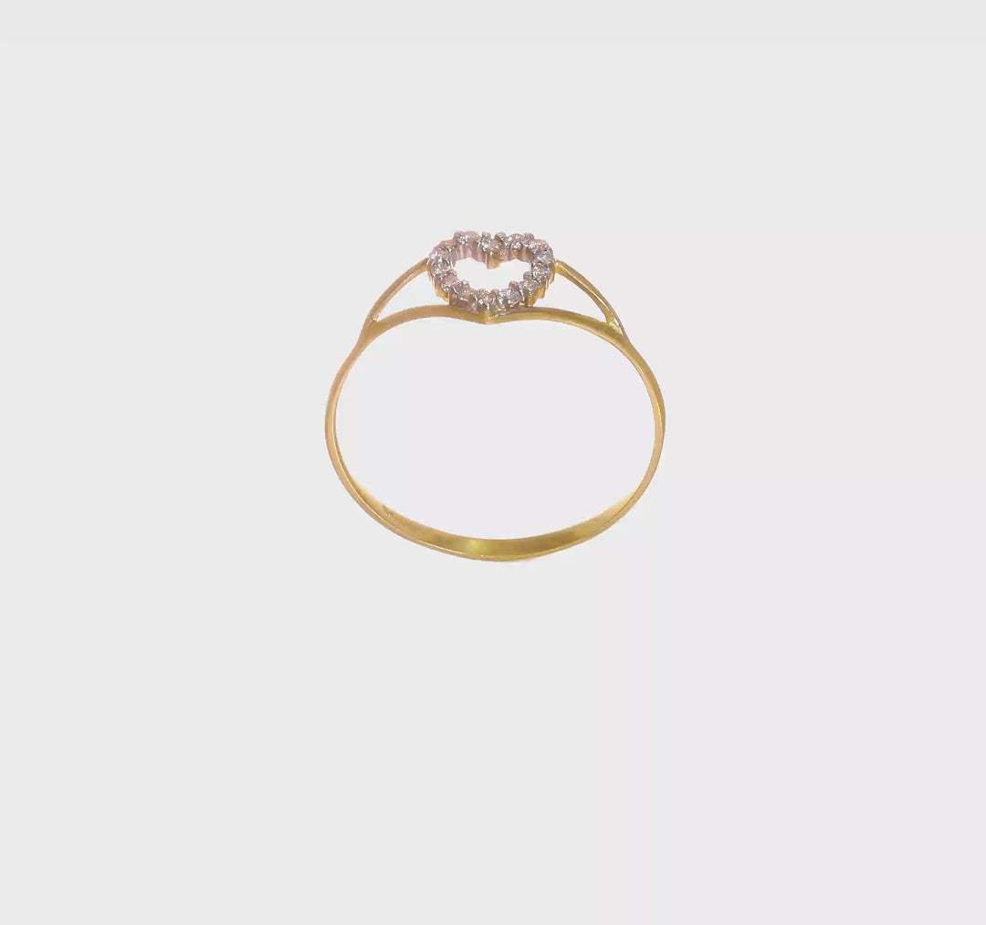 14k Yellow Gold 1.5 mm 7 mm Top CZ Heart Ring, view 6 of 6