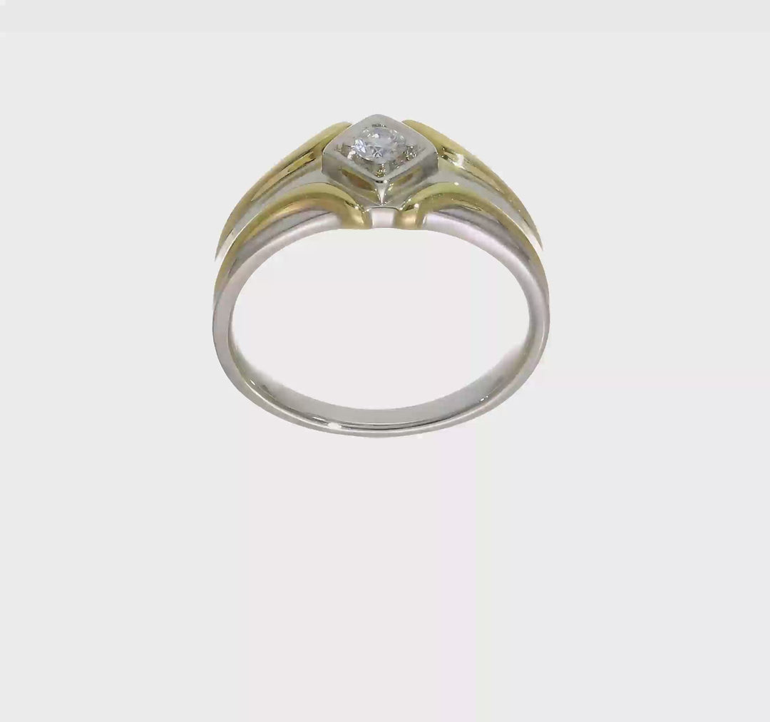 14k Two-Tone Gold IB Goodman 1/6 Carat Diamond Men's Ring, view 7 of 7
