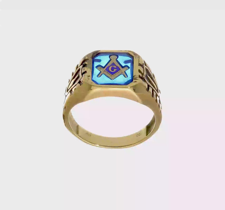 10k Yellow Gold IB Goodman and Grooved Men's Masonic Ring, view 8 of 8