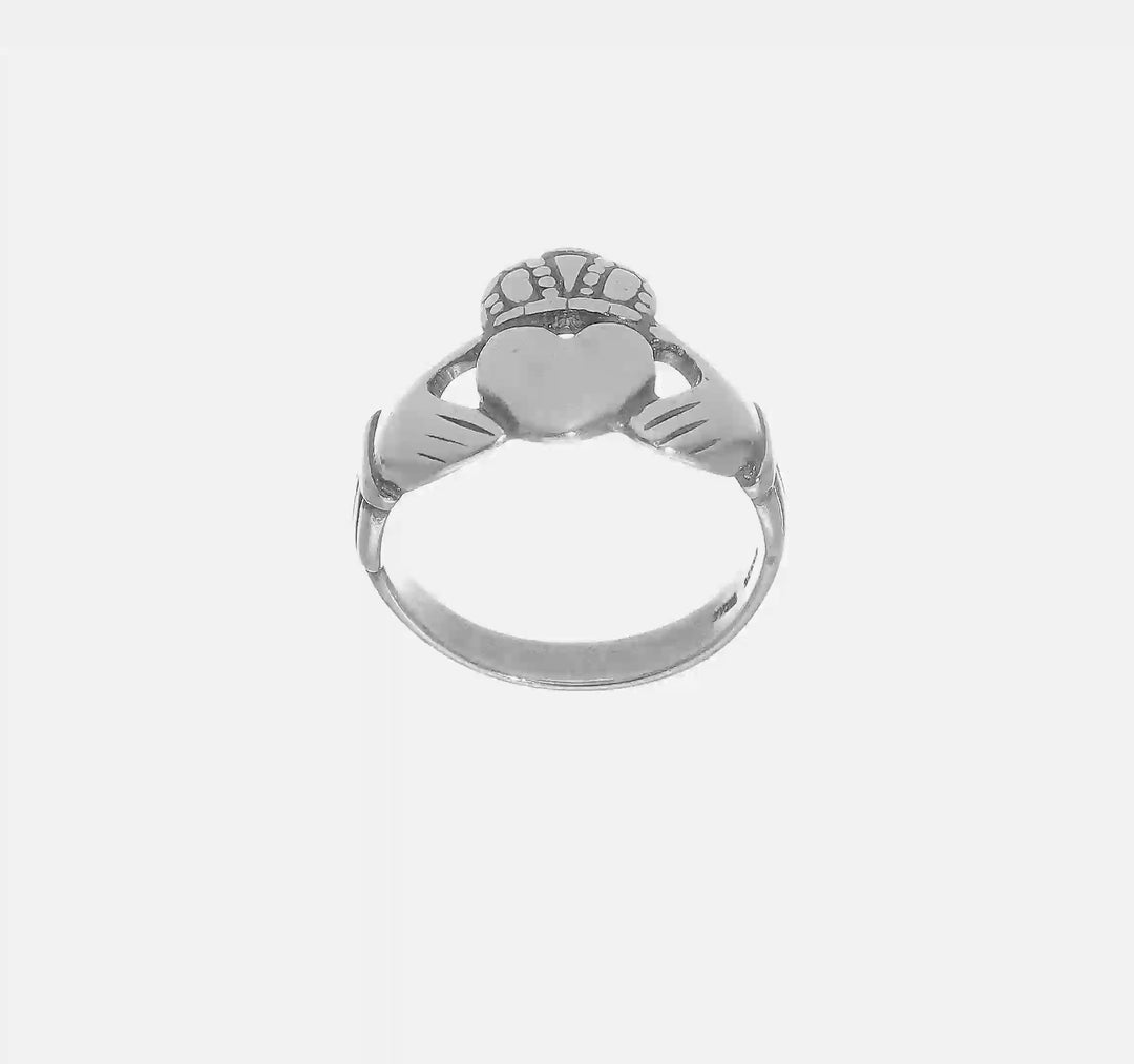 Sterling Silver 2 mm 3.96 g Antiqued Claddagh Ring, view 7 of 7