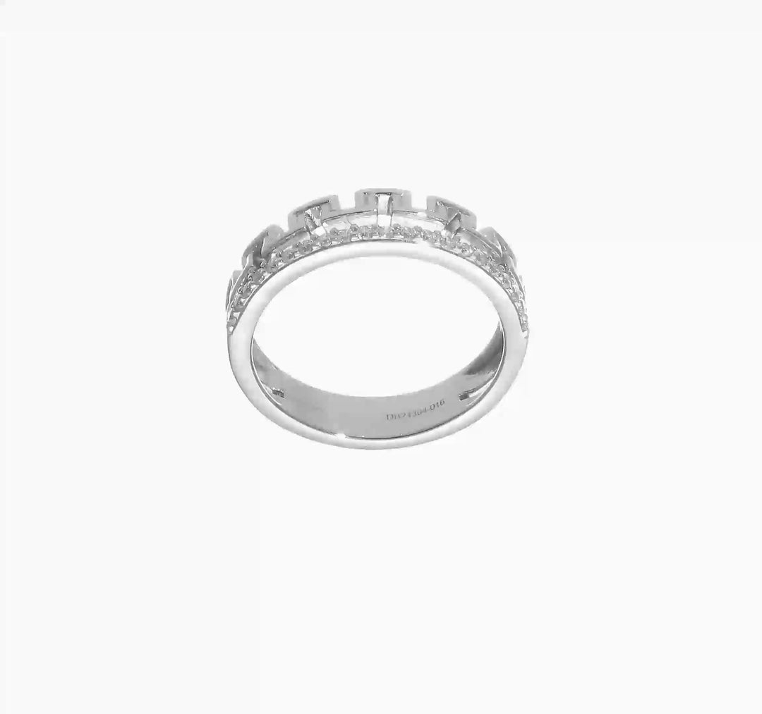14k White Gold Polished 1/6 Carat Diamond Double Band Creek Key Band, video