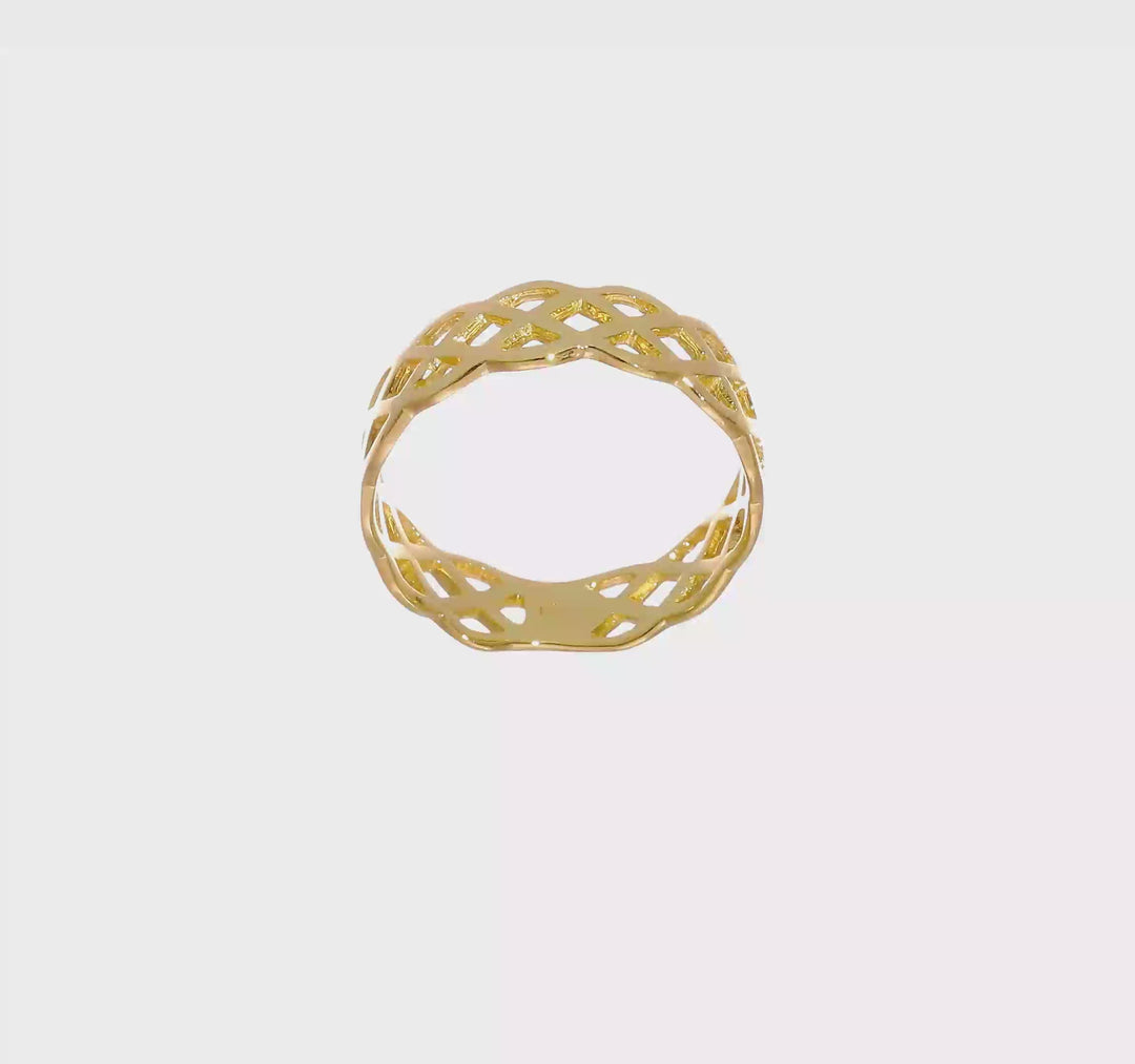 14k Yellow Gold Polished Woven Celtic Knot Band, view 7 of 7