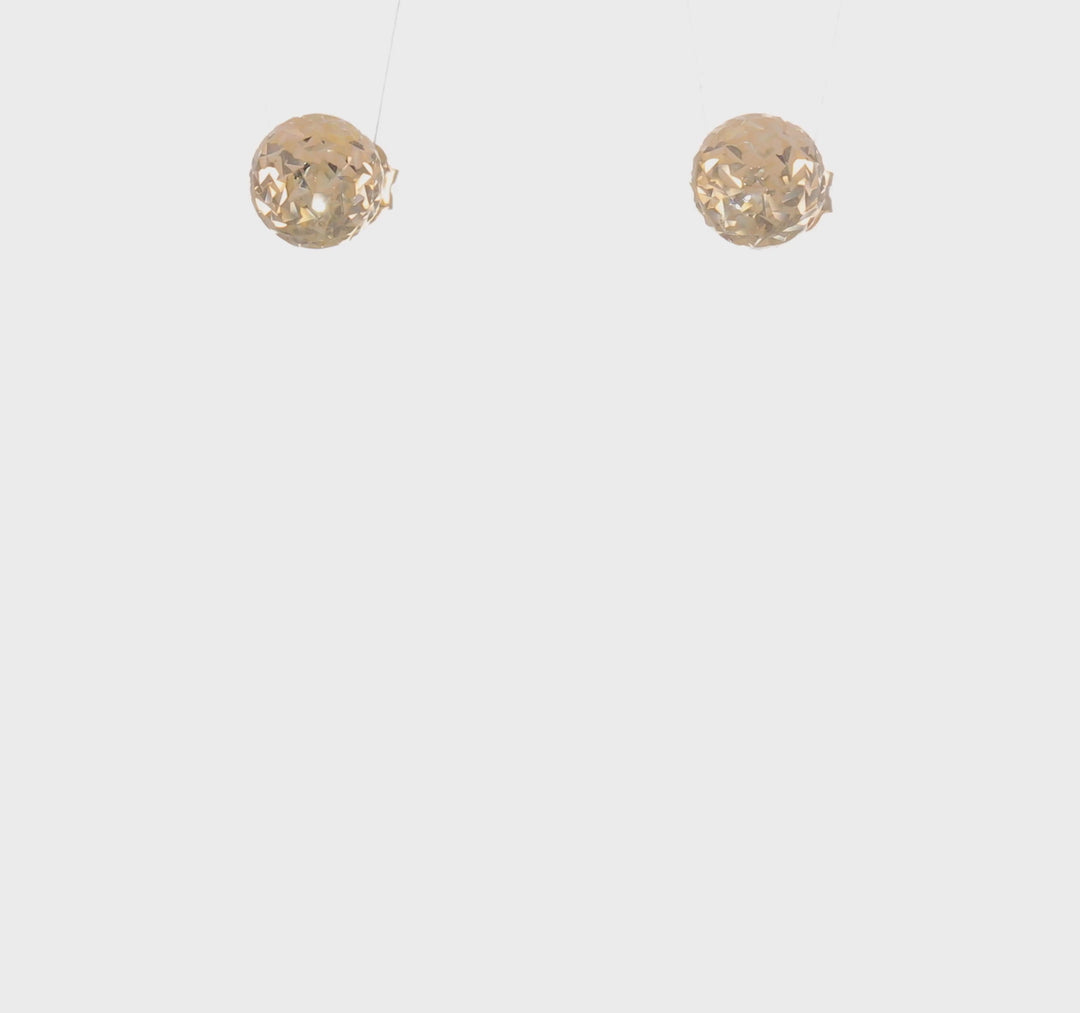 14K Yellow Gold Designer Diamond-Cut 6mm Ball Post Earrings