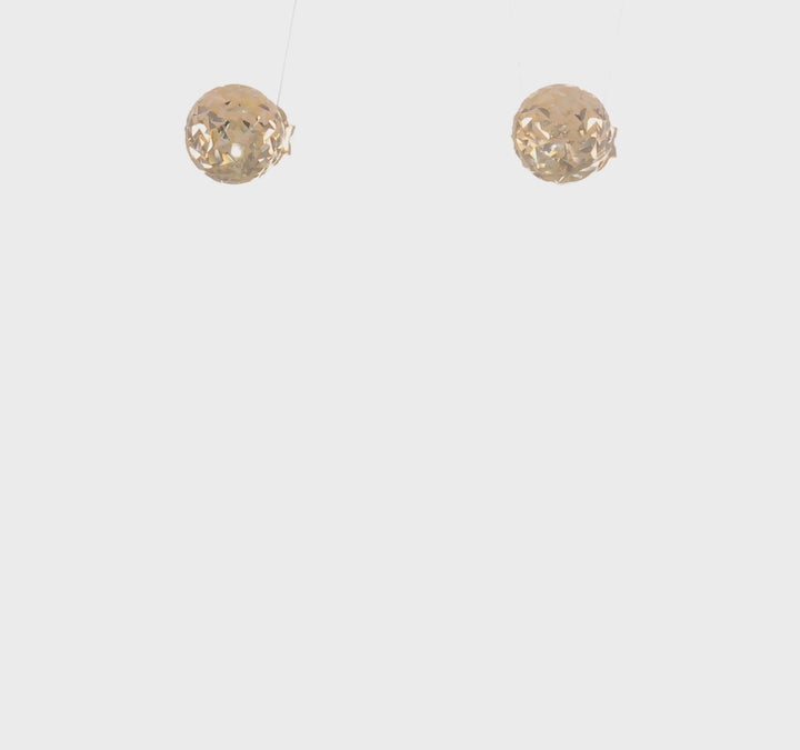 14K Yellow Gold Designer Diamond-Cut 6mm Ball Post Earrings