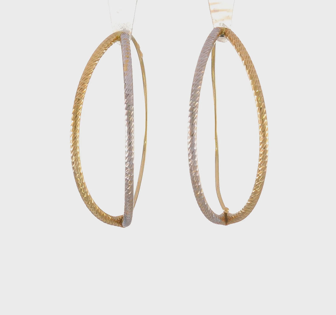 Orecchini a filo da 41 mm in oro giallo 14K con taglio diamante e rodiatura radiante