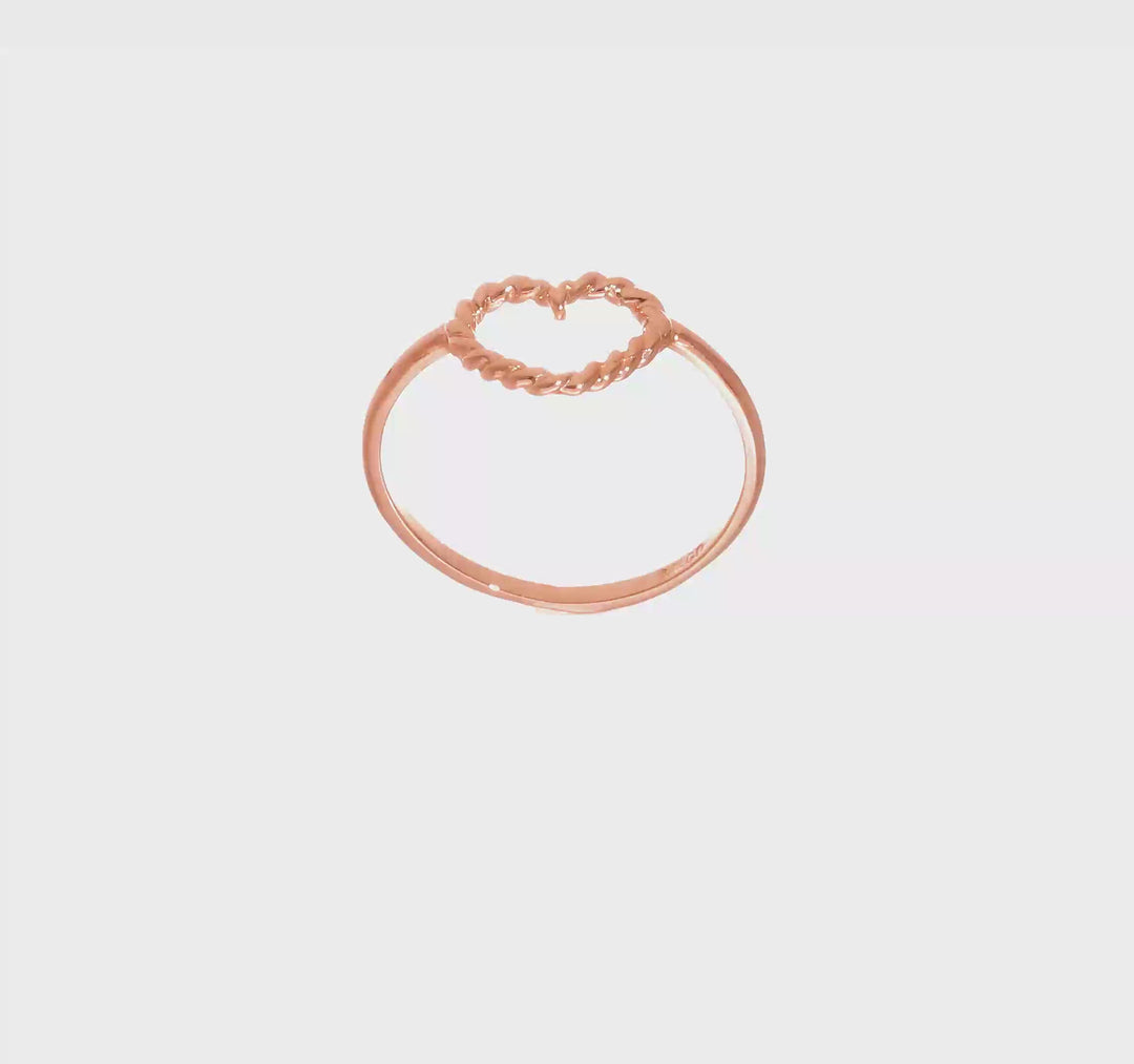 14k Rose Gold Polished and Textured Heart Ring, view 8 of 8