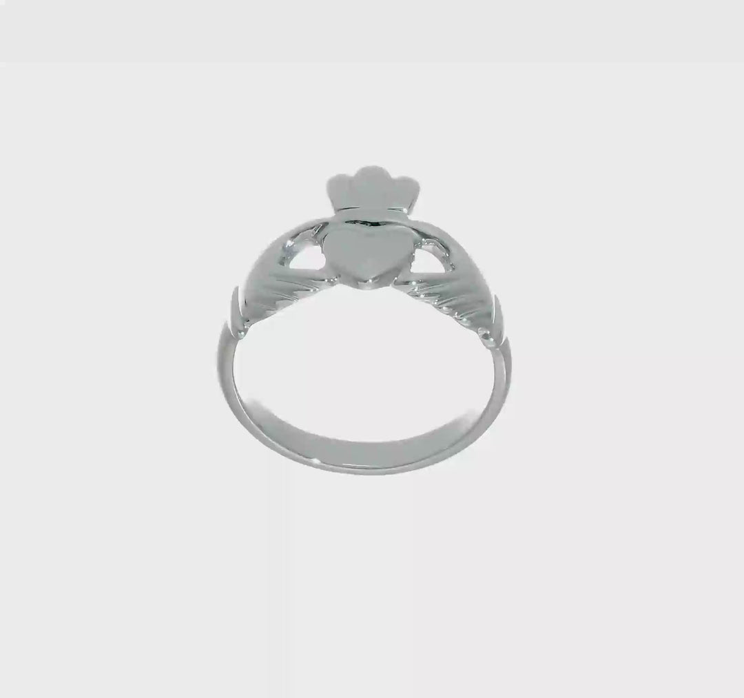 10k White Gold 3 mm 13 mm Top Polished Ladies Claddagh Ring, view 7 of 7