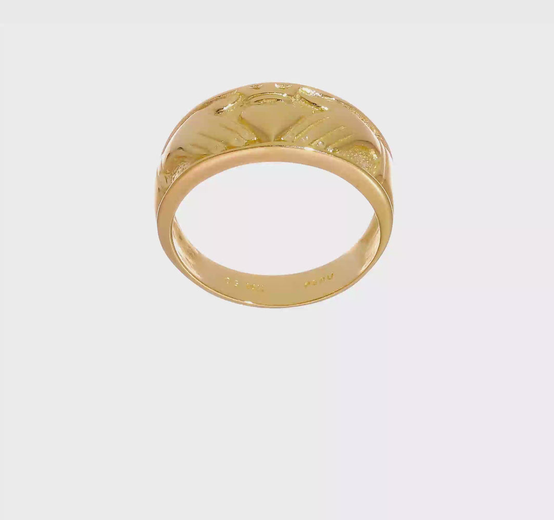 14k Yellow Gold Men's Polished Claddagh Band, view 8 of 8