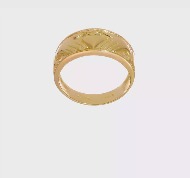 14k Yellow Gold Men's Polished Claddagh Band, view 8 of 8