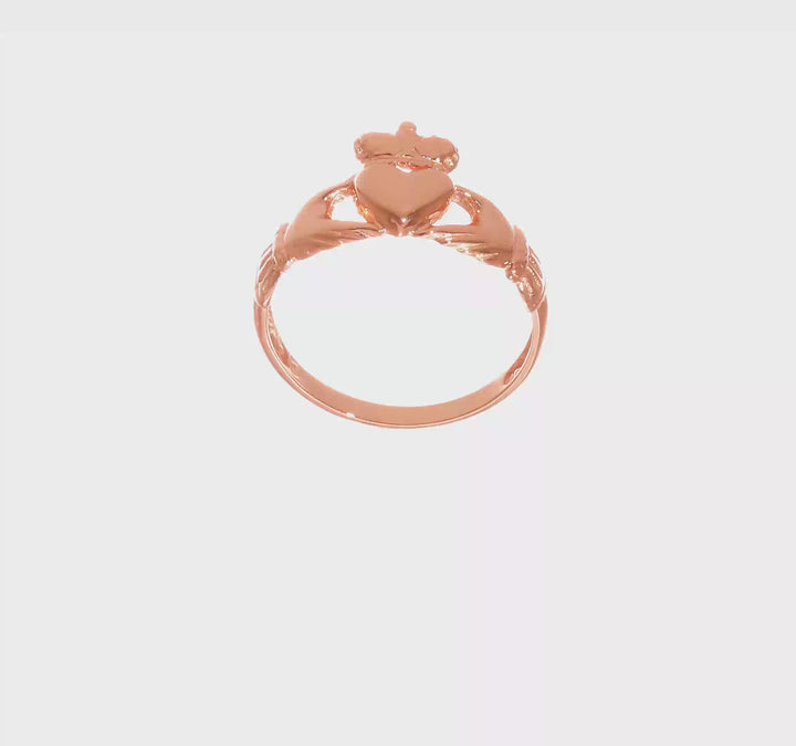 14k Rose Gold Polished Claddagh Ring, view 7 of 7