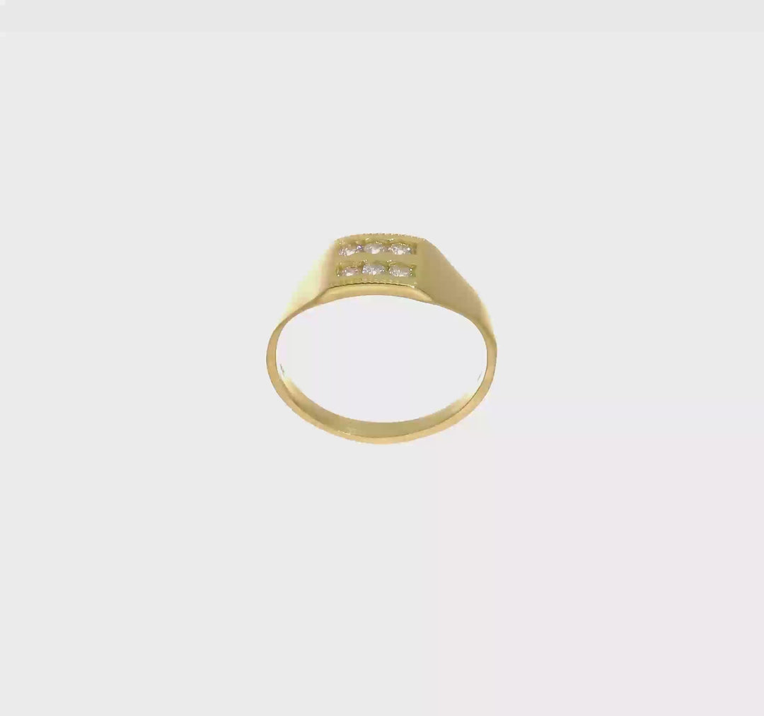 10k Yellow Gold Polished 2-Row CZ Ring, view 6 of 6