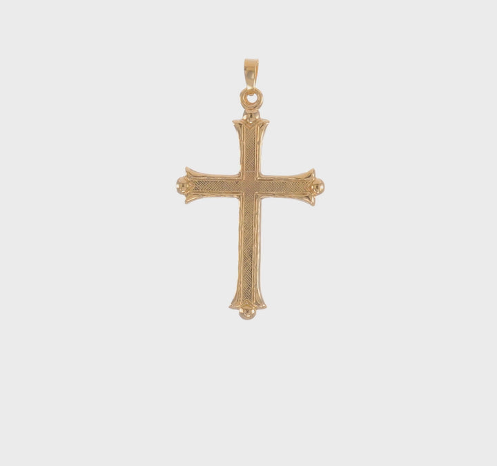 14k Yellow Gold Hollow Fleur de lis Cross Pendant