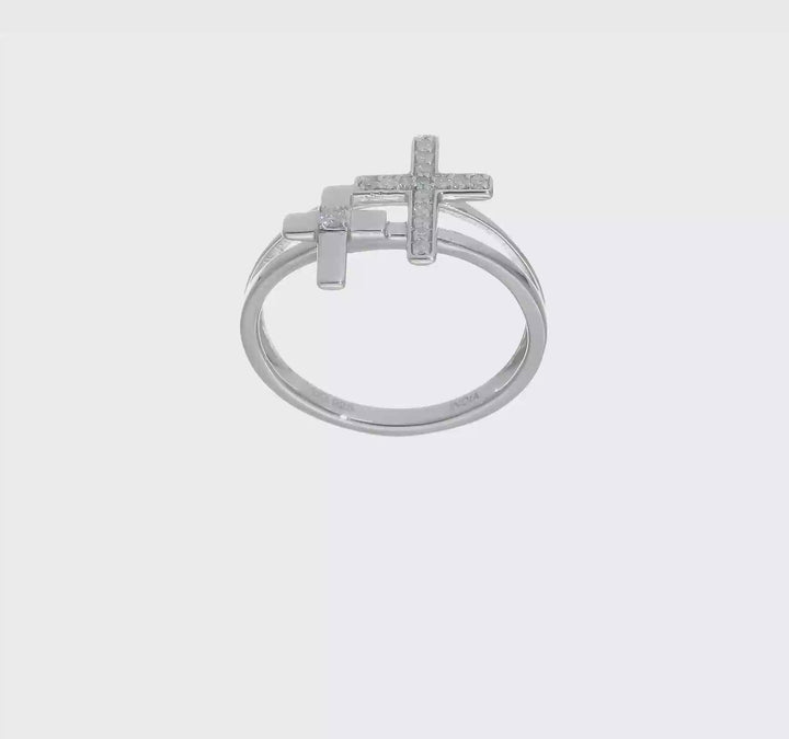 Sterling Silver Diamond Crosses Ring, view 7 of 7