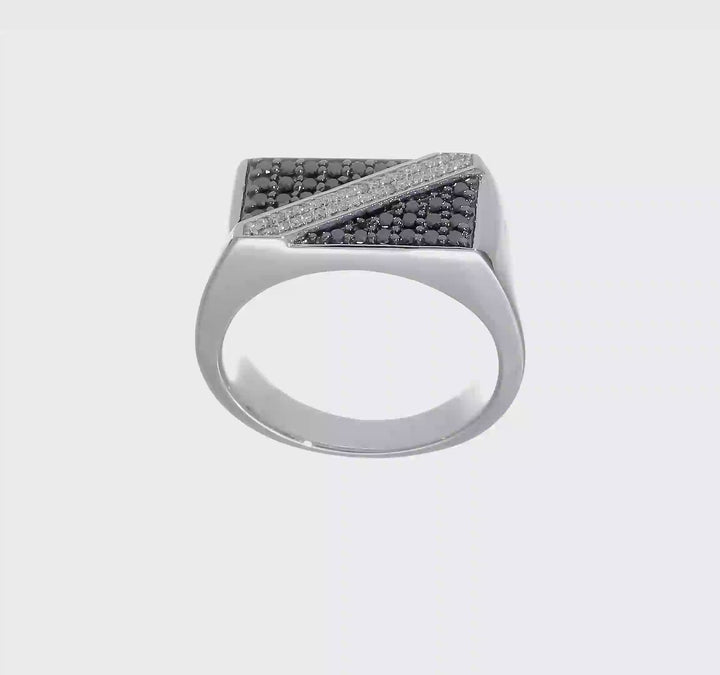 14k White Gold 4 mm 10 mm Top and White Diamond Cluster Men's Ring, view 7 of 7