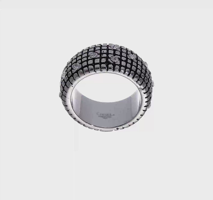 Stainless Steel Antiqued and Polished with Crystal 10mm Band, view 8 of 8