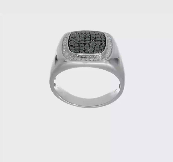 14k White Gold 4 mm 13 mm Top and White Diamond Cluster Men's Ring, view 7 of 7