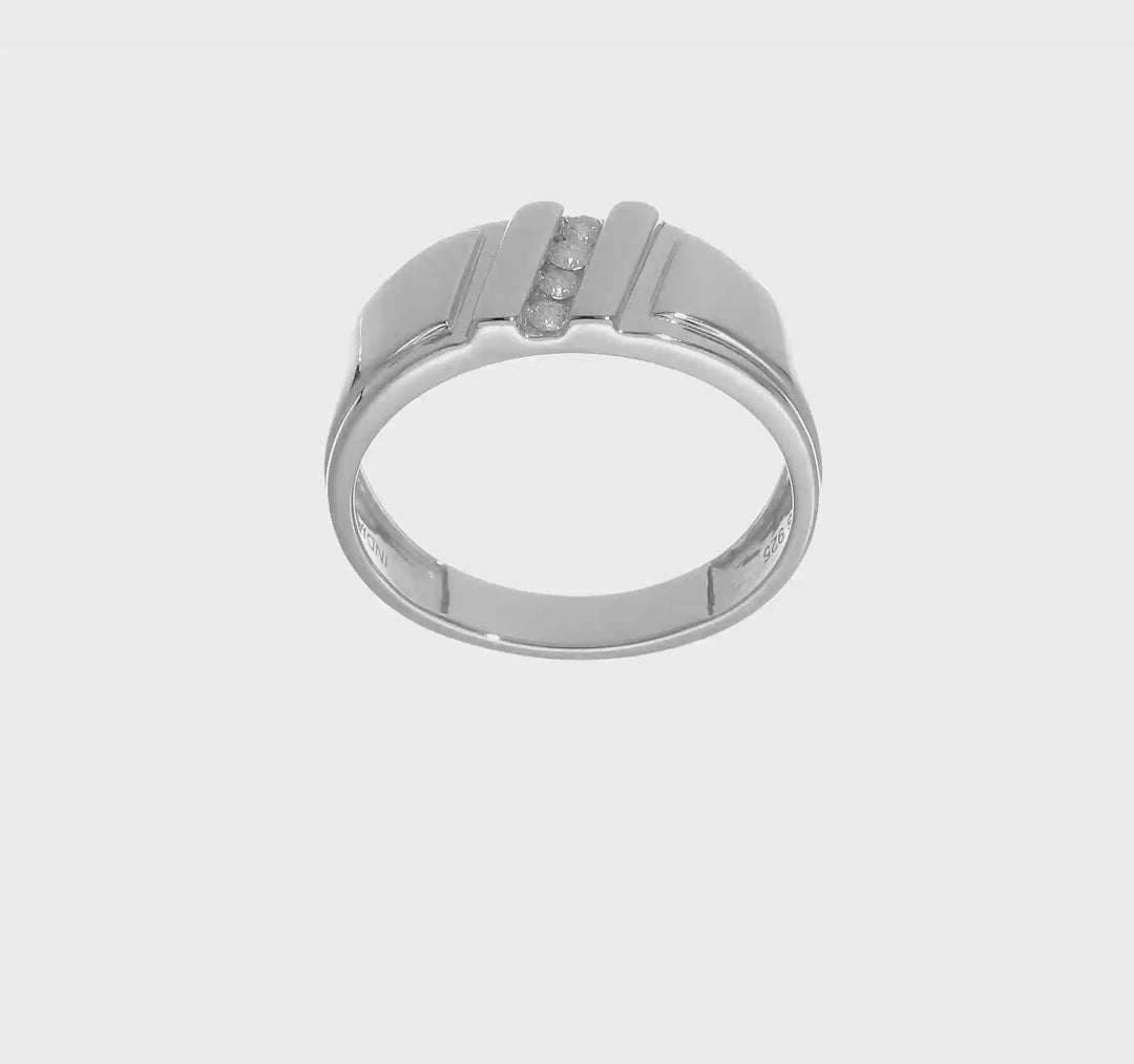 Sterling Silver 4 mm 3.53 g Diamond Men's Ring, view 7 of 7
