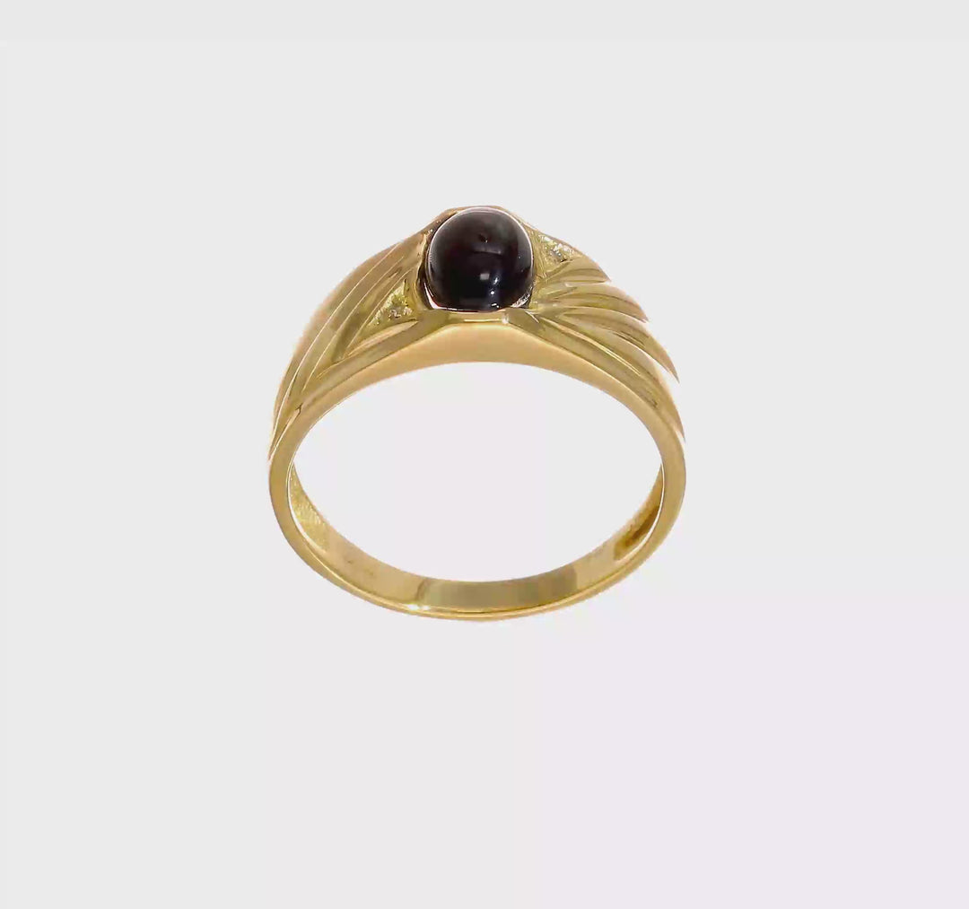 14k Yellow Gold IB Goodman 8x6 Oval Onyx Cabochon Diamond SI2/SI3 Ring, view 5 of 5