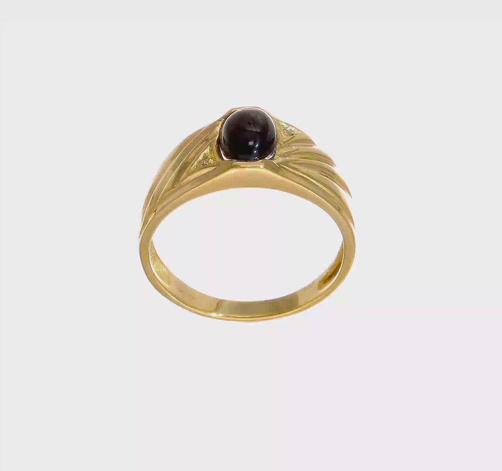 14k Yellow Gold IB Goodman 8x6 Oval Onyx Cabochon Diamond SI2/SI3 Ring, view 5 of 5