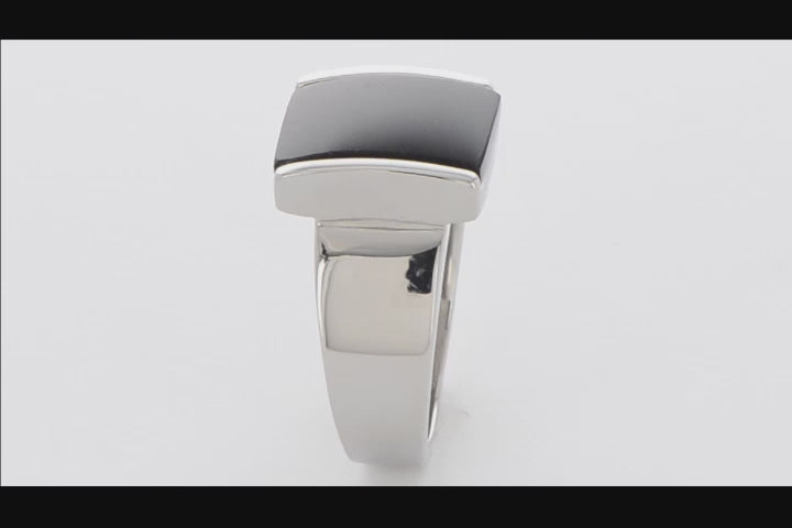 Stainless Steel Black Glass Ring, view 8 of 8