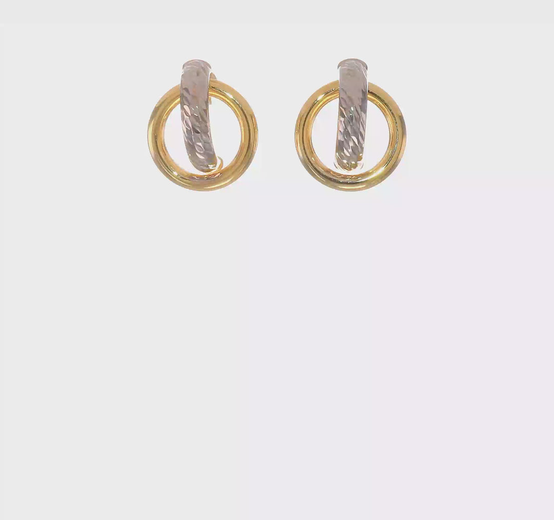 14K Two-Tone Gold Fine Diamond-Cut 14.8mm Doorknocker Post Earrings