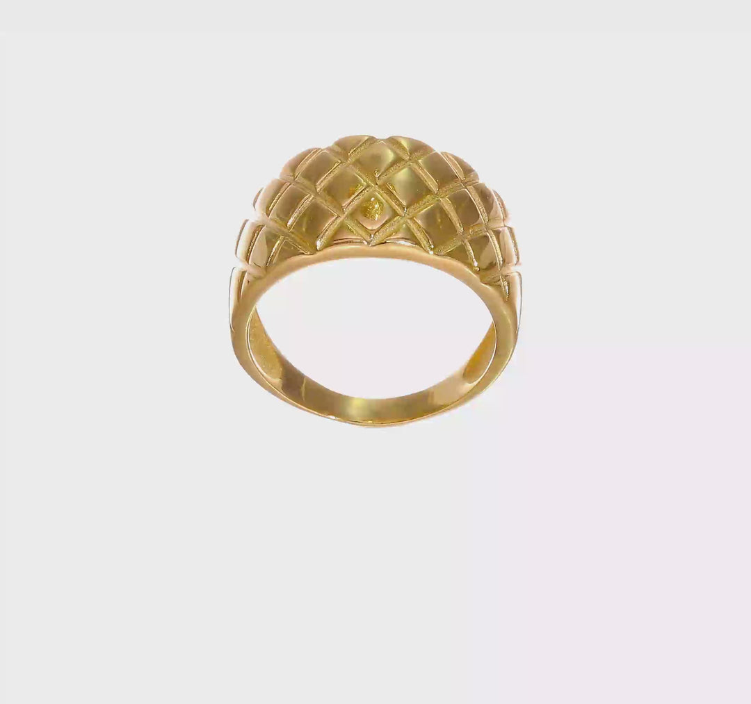 14k Yellow Gold Quilted Pattern Dome Ring, view 7 of 7
