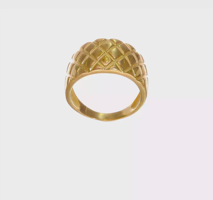 14k Yellow Gold Quilted Pattern Dome Ring, view 7 of 7