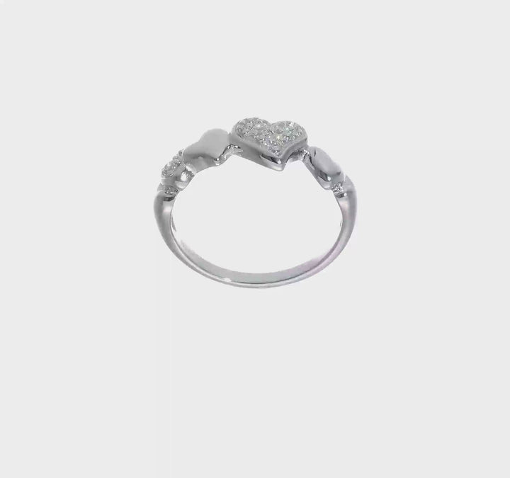 Sterling Silver 2 mm 2.50 g CZ Heart Ring, view 7 of 7