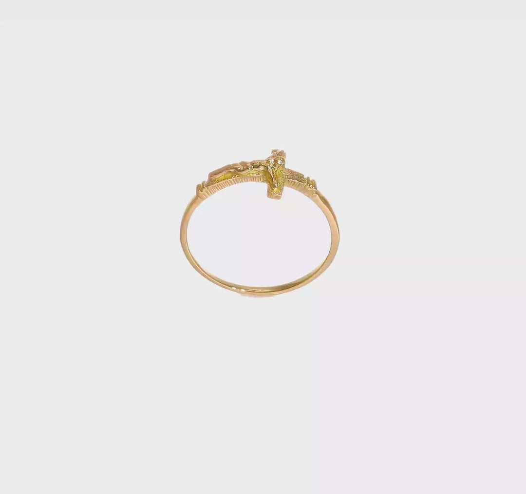 14k Yellow Gold Satin Finish Crucifix Ring, view 7 of 7