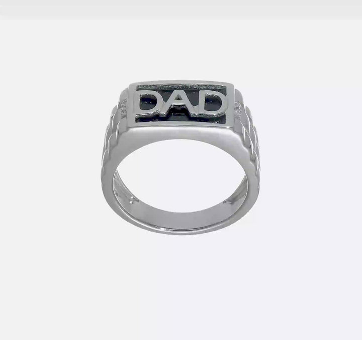 14k White Gold IB Goodman Rectangle Onyx and Diamond Dad Men's Ring, view 8 of 8