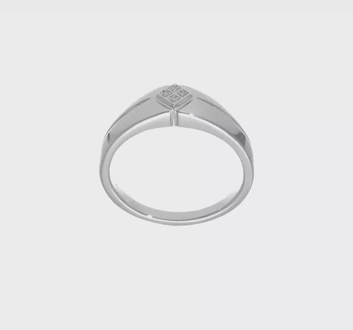 Sterling Silver 3 mm 4.10 g Diamond Men's Ring, view 7 of 7