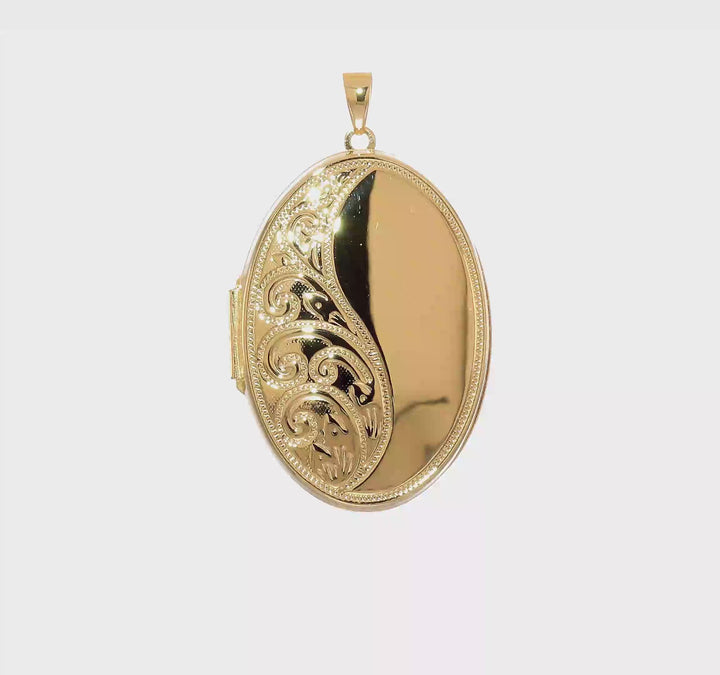 14k Yellow Gold Oval Shape Locket Pendant