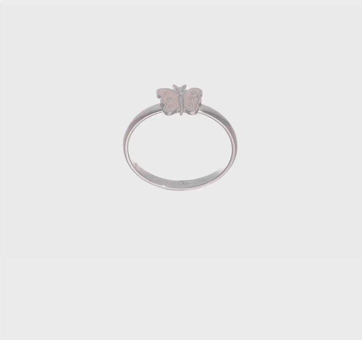 Sterling Silver Polished Pink Enameled Butterfly Ring, view 7 of 7