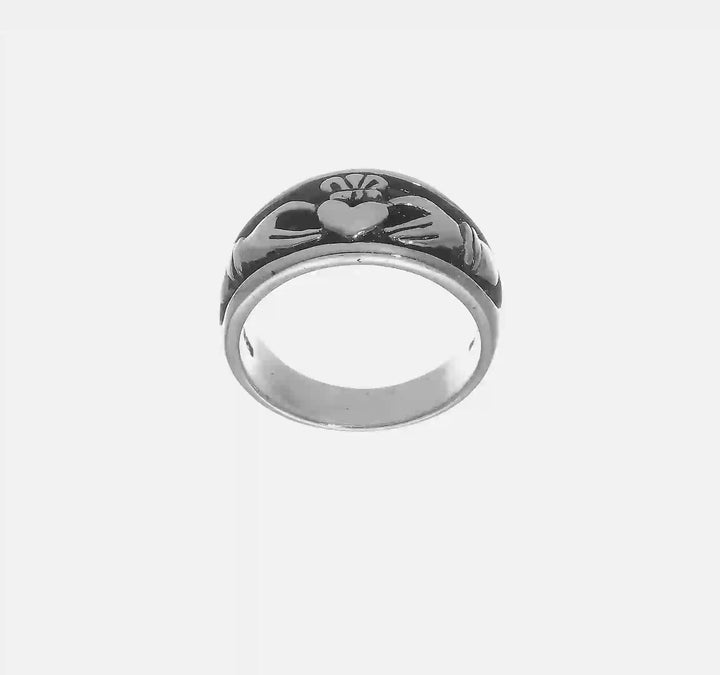 Sterling Silver 3.6 mm Antiqued Claddagh Ring, view 7 of 7