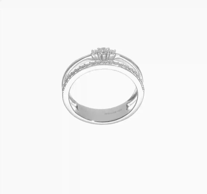 14k White Gold Polished 1/4 Carat Diamond Double Band Fashion Ring, video