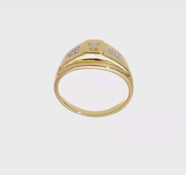 14k Yellow Gold 3 mm 6.79 g IB Goodman 1/20 Carat Diamond Men's Ring, view 7 of 7