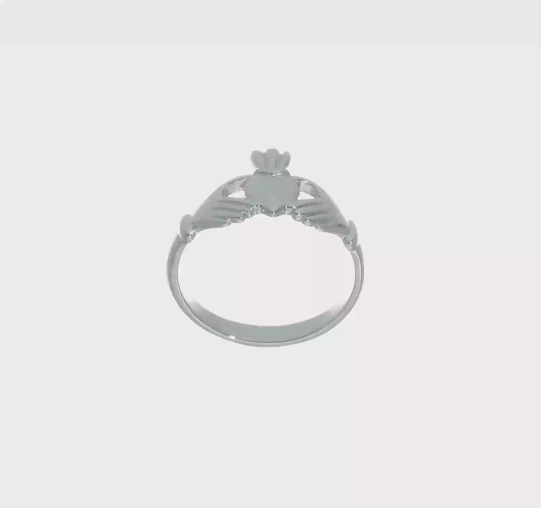 10k White Gold 2 mm Polished Ladies Claddagh Ring, view 4 of 4