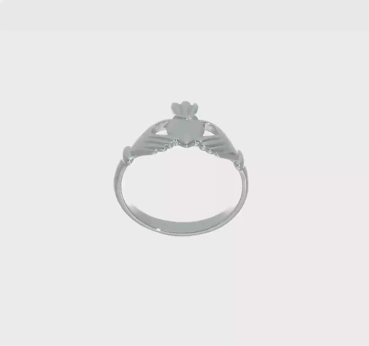 10k White Gold 2 mm Polished Ladies Claddagh Ring, view 4 of 4