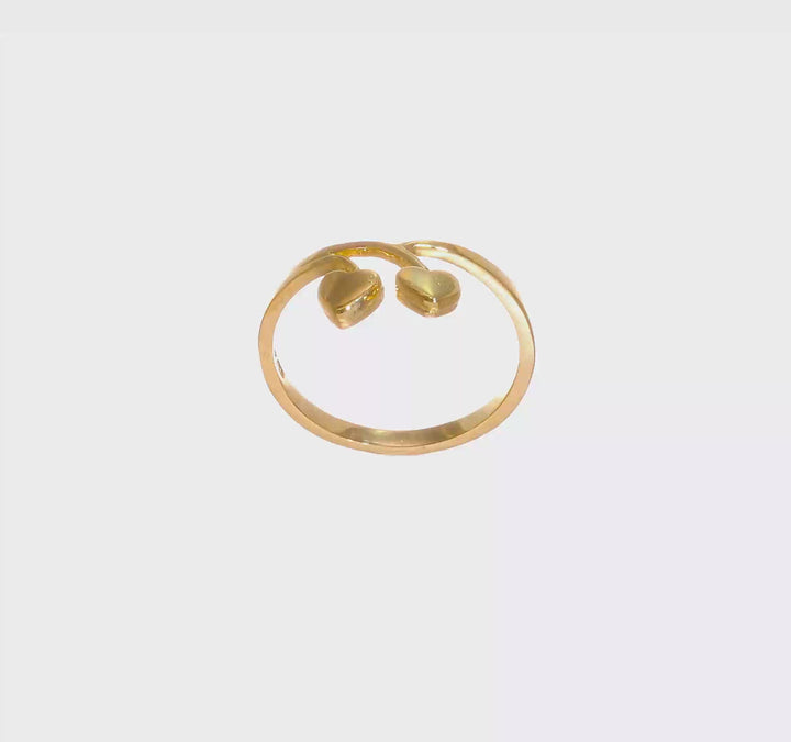 14k Yellow Gold Double Heart Drop Ring, view 8 of 8