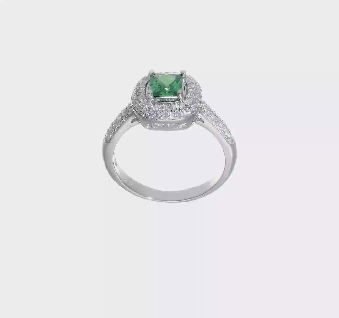 Sterling Silver Pure Fire Sterling Silver Rhod-plated White & Green, view 7 of 7