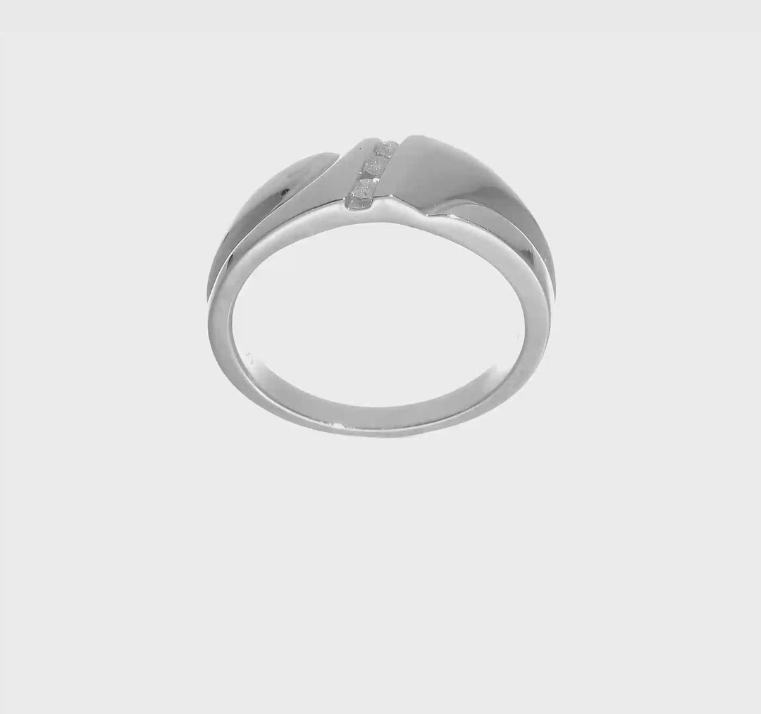 Sterling Silver 2 mm Diamond Men's Ring, view 7 of 7